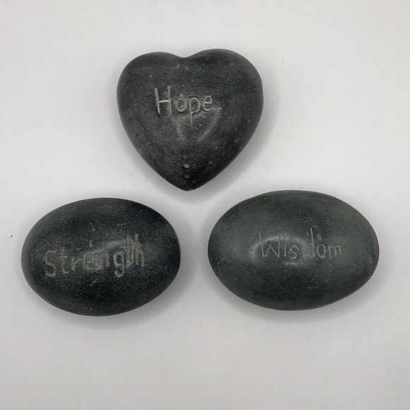 Strength - wisdom - hope - inspiration smooth grey stones - Picture 1 of 8